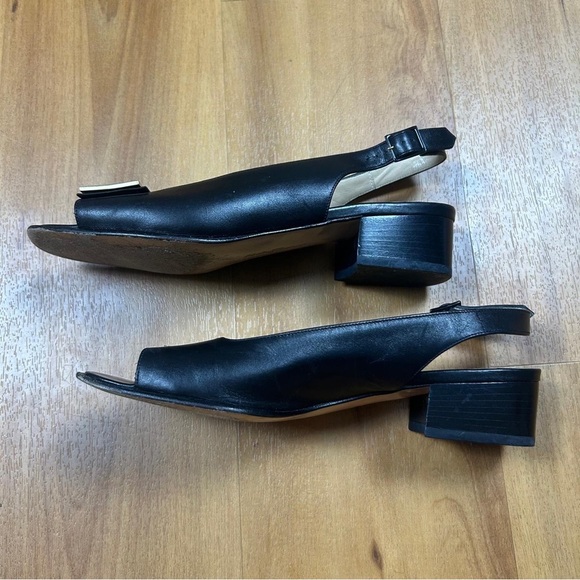 Salvatore Ferragamo Women’s Black and Gold Peep-Toe Heels - Picture 9 of 11